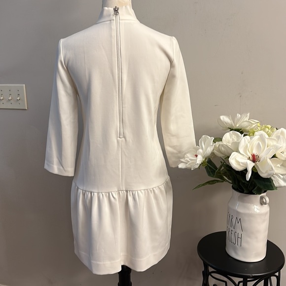 SANDRO white mock neck drop waist ruffled mini dress women’s XS | 0 - Picture 5 of 8